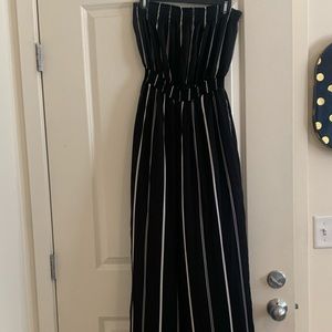 Black and white striped jumpsuit